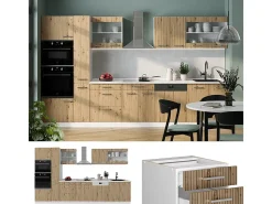 Mueble de cocina roble artesanal/blanco 350x60x81.6 r-line