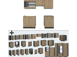 Mueble de cocina roble artesanal/antracita 200x60x81.6 r-line