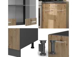 Mueble de cocina roble artesanal/antracita 200x60x81.6 r-line
