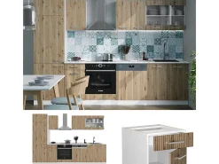 Mueble de cocina roble artesanal/blanco 300x60x81.6 r-line