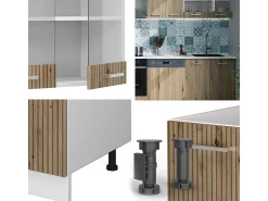 Mueble de cocina roble artesanal/blanco 300x60x81.6 r-line