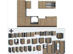 Mueble de cocina roble artesanal/antracita 300x46x81.6 r-line