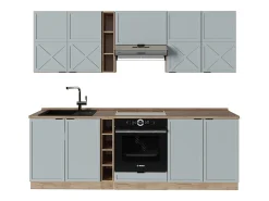 Mueble de cocina roble azul claro/gris dorado 235x46x81.6 fame-line