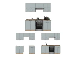 Mueble de cocina roble azul claro/gris dorado 200x60x81.6 fame-line
