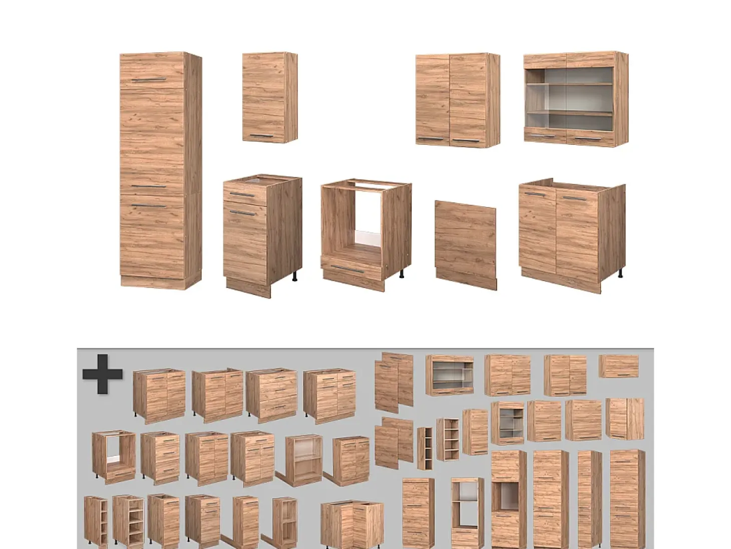 Mueble de cocina roble dorado 300x46x81.6 fame-line
