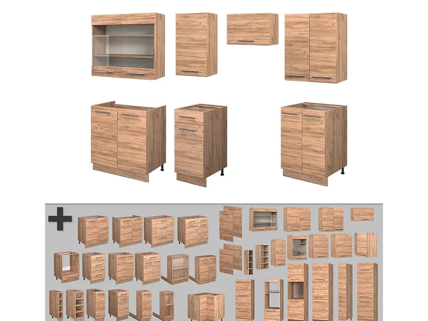 Mueble de cocina roble dorado 240x60x81.6 fame-line