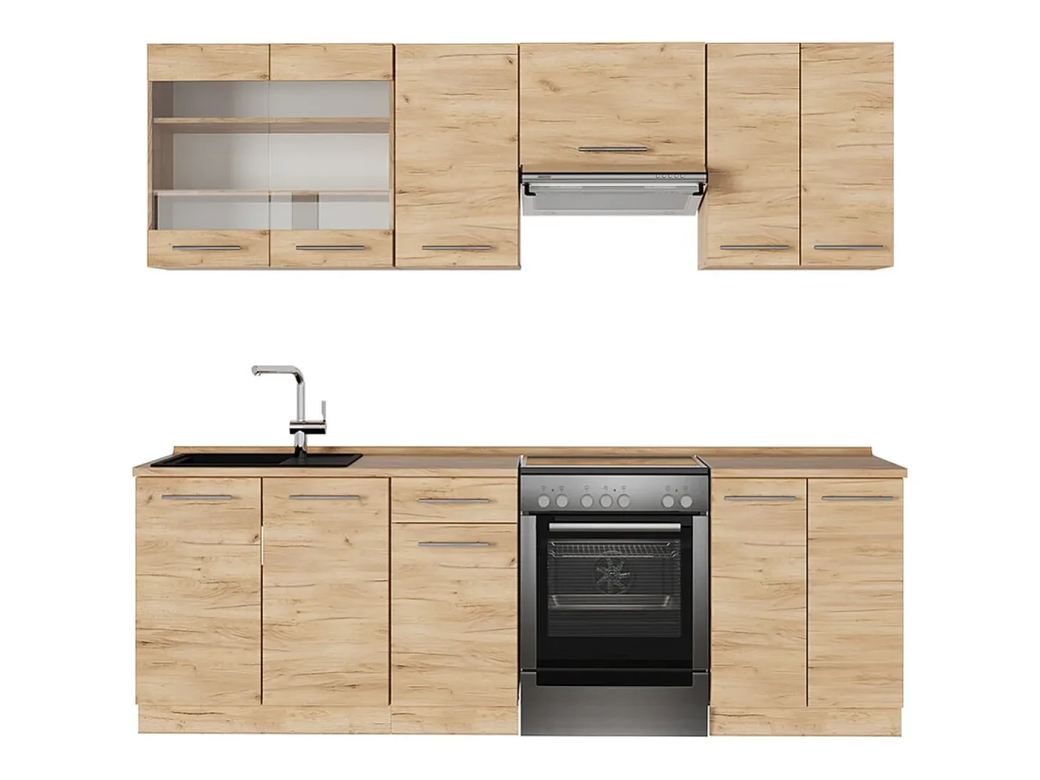 Mueble de cocina roble dorado 240x60x81.6 fame-line