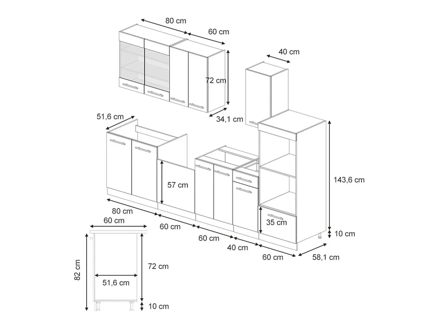 Mueble de cocina roble dorado 300x60x81.6 fame-line