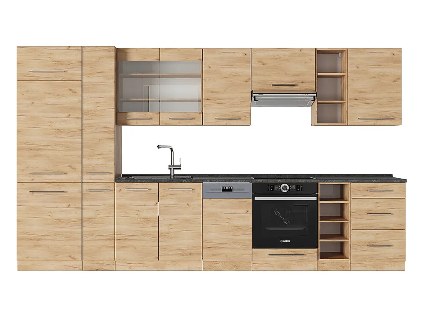 Mueble de cocina roble dorado 355x60x81.6 fame-line