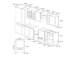 Mueble de cocina roble dorado 355x60x81.6 fame-line