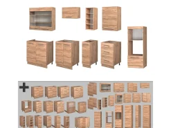 Mueble de cocina roble dorado 280x60x81.6 fame-line