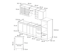 Mueble de cocina roble dorado 280x60x81.6 fame-line