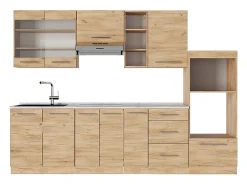Mueble de cocina roble dorado 280x60x81.6 fame-line