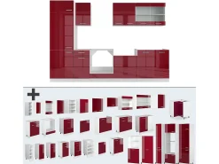 Mueble de cocina rojo brillo intenso/blanco 300x46x81.6 r-line