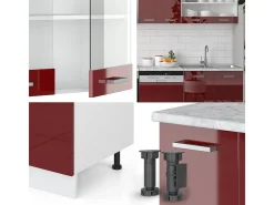 Mueble de cocina rojo brillo intenso/blanco 300x46x81.6 r-line