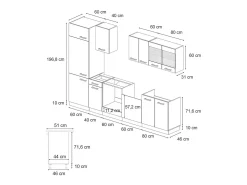 Mueble de cocina rojo brillo intenso/blanco 300x46x81.6 r-line