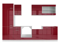Mueble de cocina rojo brillo intenso/blanco 300x46x81.6 r-line
