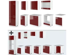 Mueble de cocina rojo brillo intenso/blanco 300x60x81.6 r-line
