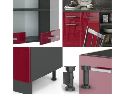 Mueble de cocina rojo brillo intenso/antracita 240x60x81.6 r-line