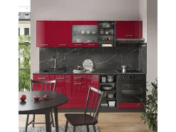Mueble de cocina rojo brillo intenso/antracita 240x60x81.6 r-line