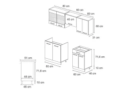 Mueble de cocina rojo brillo intenso/roble dorado 200x46x81.6 r-line