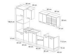 Mueble de cocina rojo brillo intenso/antracita 300x60x81.6 r-line