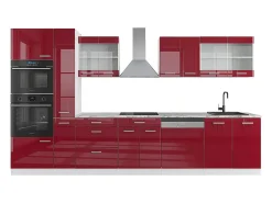Mueble de cocina rojo brillo intenso/blanco 350x46x81.6 r-line