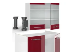 Mueble de cocina rojo burdeos alto brillo 200x46x81.6 fame-line