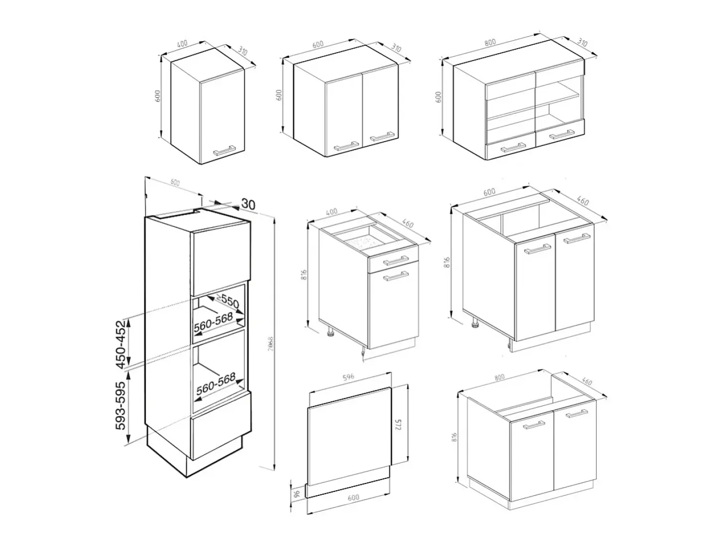 Mueble de cocina rojo/antracita 300x46x81.6 r-line