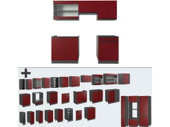 Mueble de cocina rojo/antracita 200x46x81.6 r-line