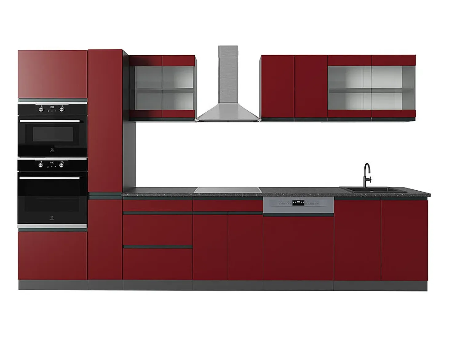 Mueble de cocina rojo/antracita 350x46x81.6 r-line