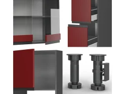 Mueble de cocina rojo/antracita 350x46x81.6 r-line