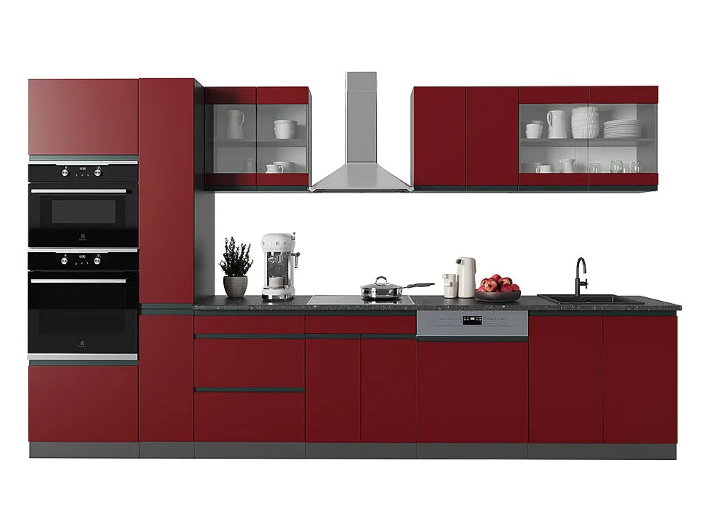 Mueble de cocina rojo/antracita 350x46x81.6 r-line