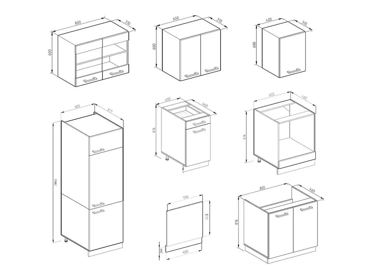 Mueble de cocina sonoma 300x60x81.6 r-line