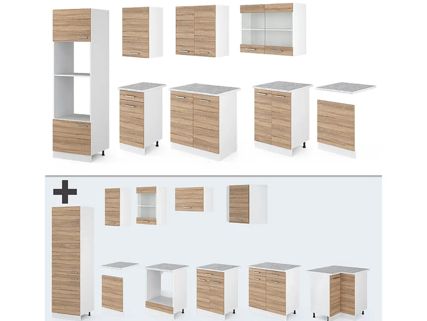 Mueble de cocina sonoma/blanco 300x60x81.6 r-line