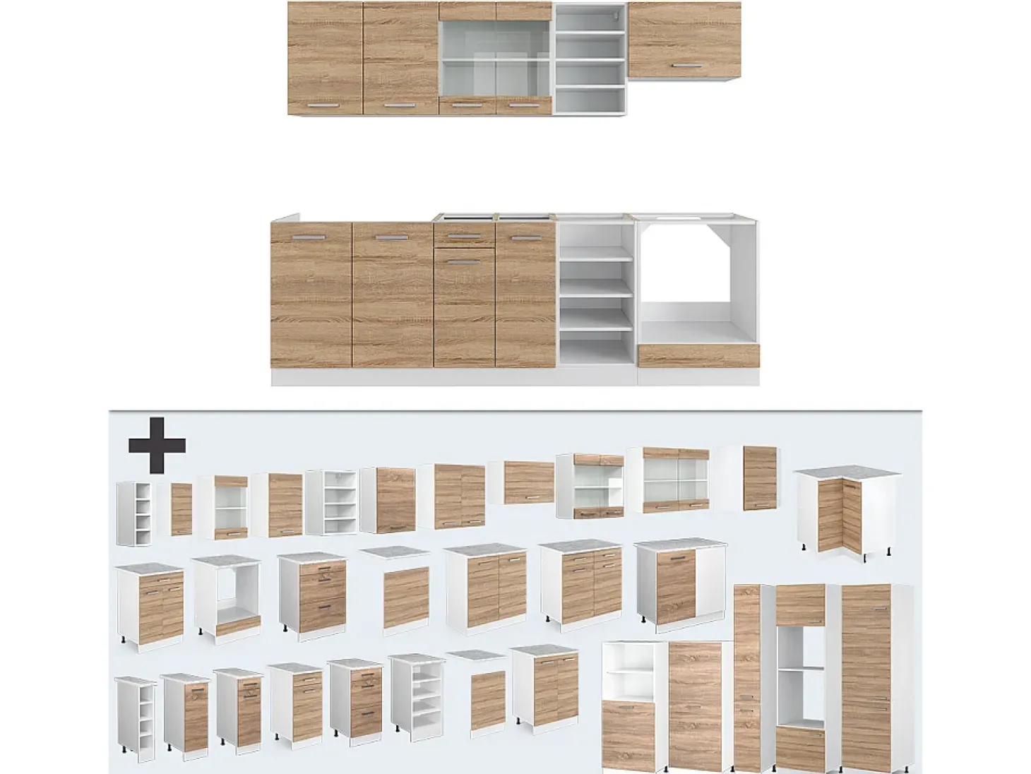 Mueble de cocina sonoma/blanco 240x60x81.6 r-line