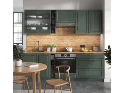 Mueble de cocina verde-dorado casa de campo/antracita 235x60x81.6 fame-line