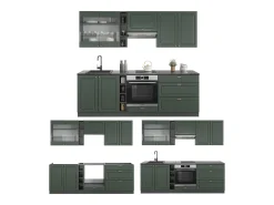 Mueble de cocina verde-dorado casa de campo/antracita 235x60x81.6 fame-line