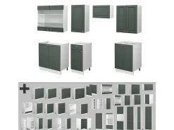 Mueble de cocina verde-dorado casa de campo/blanco 240x46x81.6 fame-line