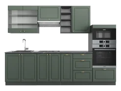 Mueble de cocina verde-dorado casa de campo/antracita 280x60x81.6 fame-line