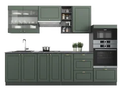 Mueble de cocina verde-dorado casa de campo/antracita 280x60x81.6 fame-line