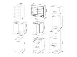 Mueble de cocina verde-dorado casa de campo/antracita 280x60x81.6 fame-line
