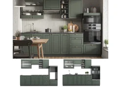 Mueble de cocina verde-dorado casa de campo/antracita 280x60x81.6 fame-line