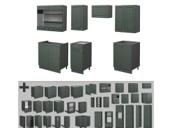 Mueble de cocina verde-dorado casa de campo/antracita 240x60x81.6 fame-line