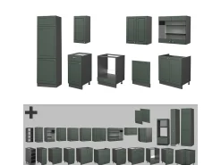 Mueble de cocina verde-dorado casa de campo/antracita 300x46x81.6 fame-line