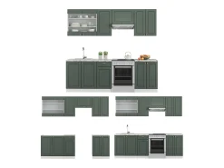 Mueble de cocina verde-dorado casa de campo/blanco 240x60x81.6 fame-line