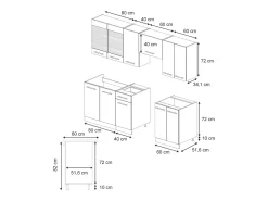Mueble de cocina verde-dorado casa de campo/blanco 240x60x81.6 fame-line