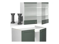 Mueble de cocina verde-dorado casa de campo/blanco 240x60x81.6 fame-line