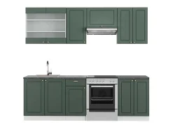 Mueble de cocina verde-dorado casa de campo/blanco 240x60x81.6 fame-line