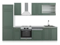 Mueble de cocina verde-dorado casa de campo/blanco 300x60x81.6 fame-line